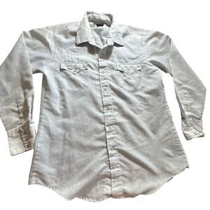 Karman Men's White Pearl Snap Long Sleeve Western Shirt Size 16.5‎ Point Collar